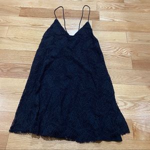 Black lace tie back dress